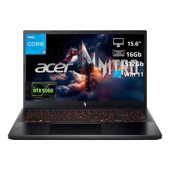 Acer Nitro V15" Gaming Laptop con Intel Corei513420H, NVIDIA RTX5050, 16GB RAM, 512GB SSD, pantalla FHD y Windows11 para juegos y multimedia.