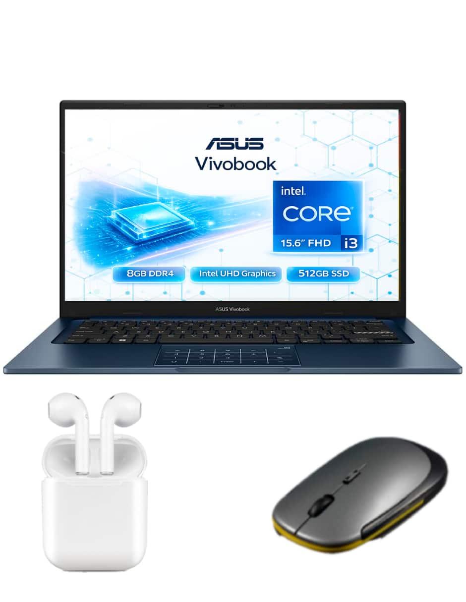 Laptop Asus Bundle Laptop ASUS Vivobook F1504VA 15.6" 15.6 pulgadas Full HD Intel Core i3 Intel UHD Graphics 8 GB RAM 512 GB SSD