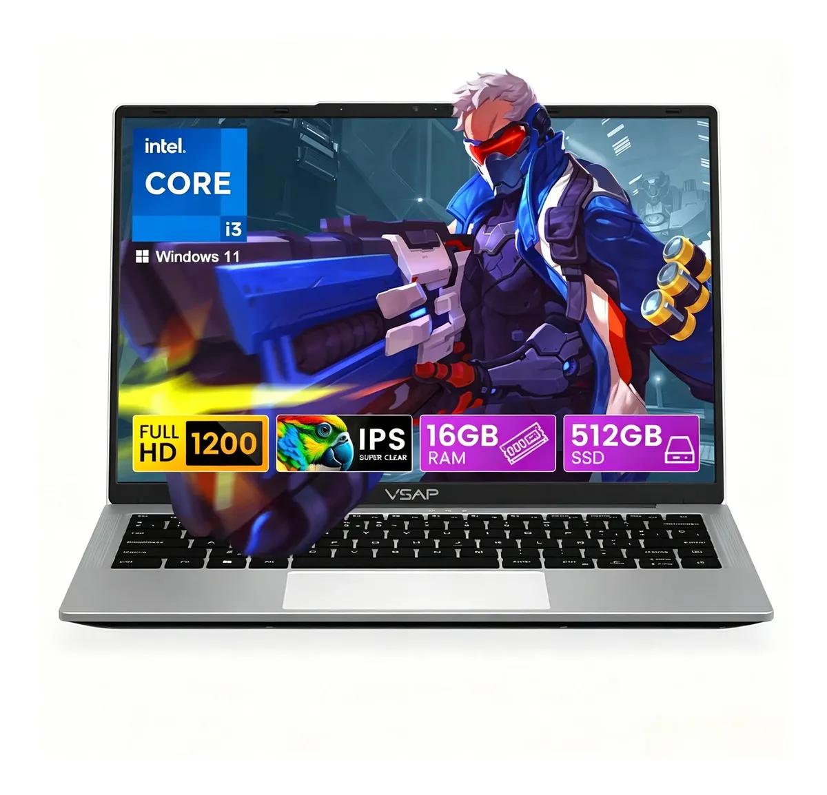 Laptop Vsap VNJH1406-2 Intel I3 16gb Ram 512gb Ssd Windows 11 Pro Ddr4 14in Plateado