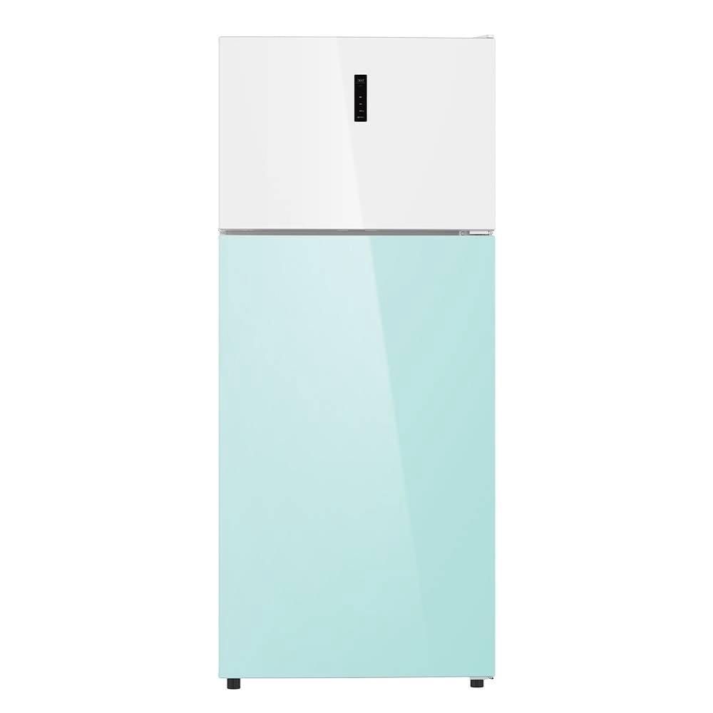 Refrigerador Atvio Home 14.6 Pies Glass Door Top Mount Azul Claro con Blanco AV146HSTMTG