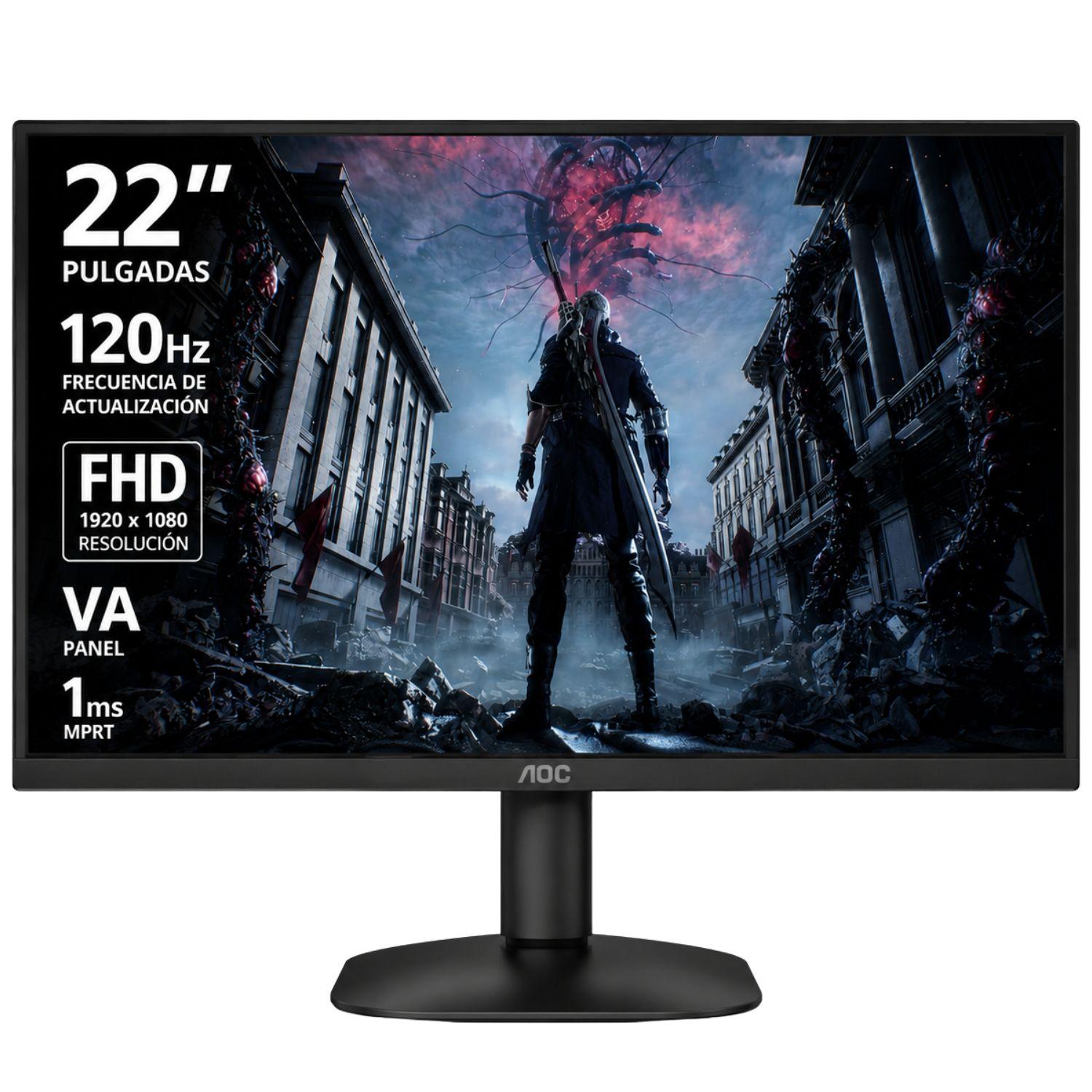Monitor Gamer 22 Aoc Led Full Hd 120Hz 1 Ms Hdmi Y Vga Negro