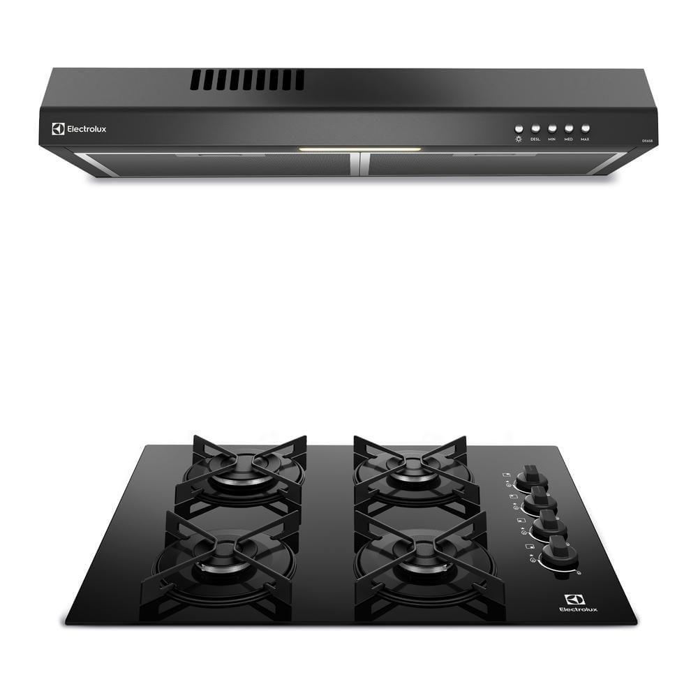 Cubierta + Campana ELECTROLUX 34.00 x 54.00 cm Acero inoxidable 4 puestos Gas natural KE4GR+DE6SB