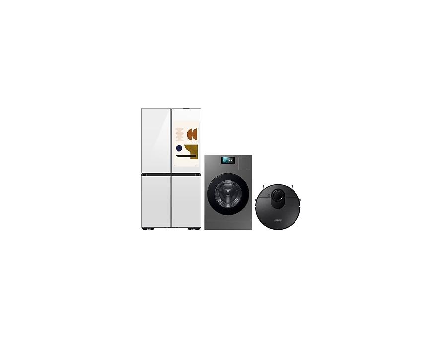 Bespoke AI 4-Door Nevecon Tipo Europeo Family Hub 809L + Lavadora Secadora Bespoke AI Laundry ComboTM 26Kg + 15Kg + Aspiradora POWERbot-E