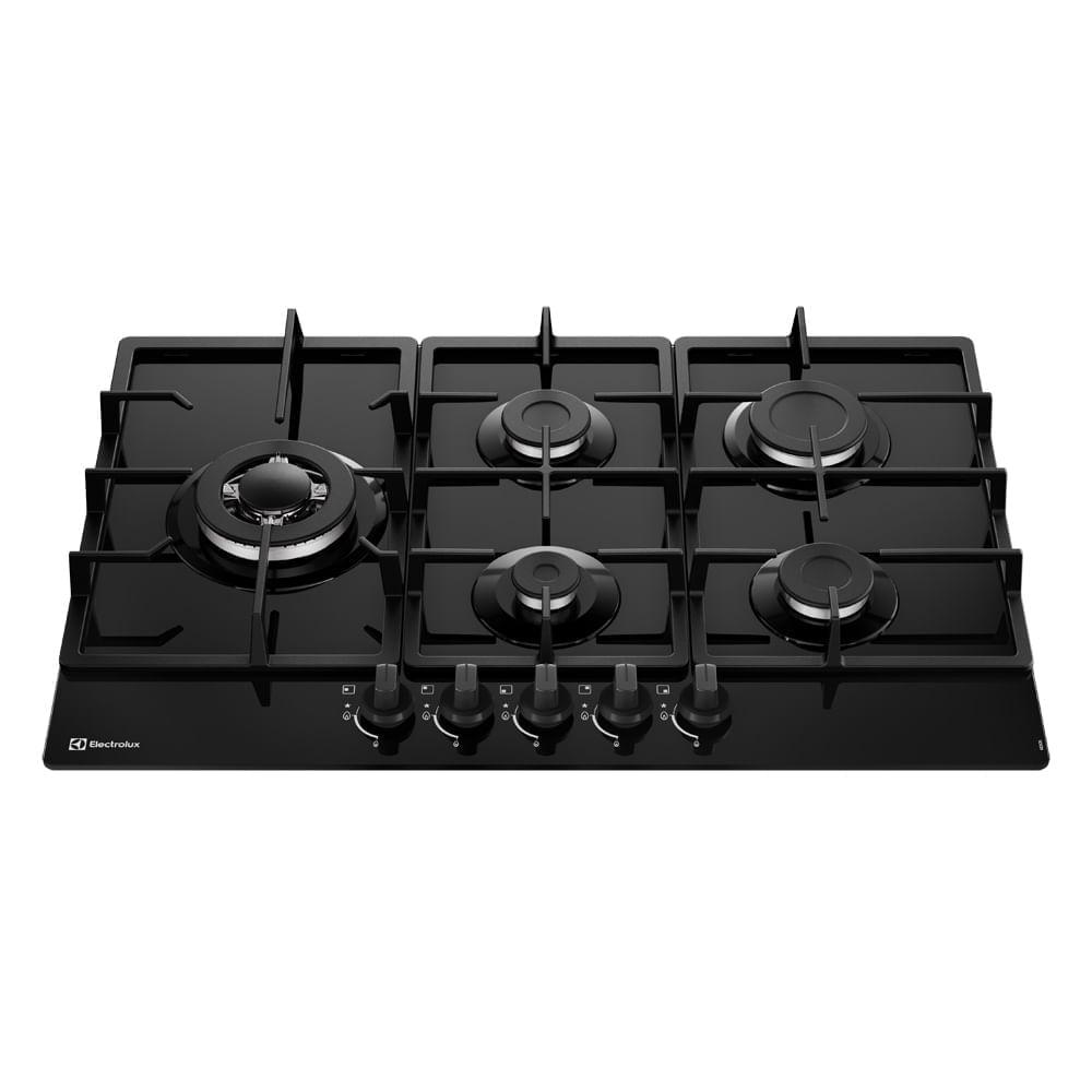 Estufa de Empotrar a Gas Electrolux 5 Puestos Triple Llama, Vidrio Templado y Parrillas en Hierro Fundido Doble KE5CB