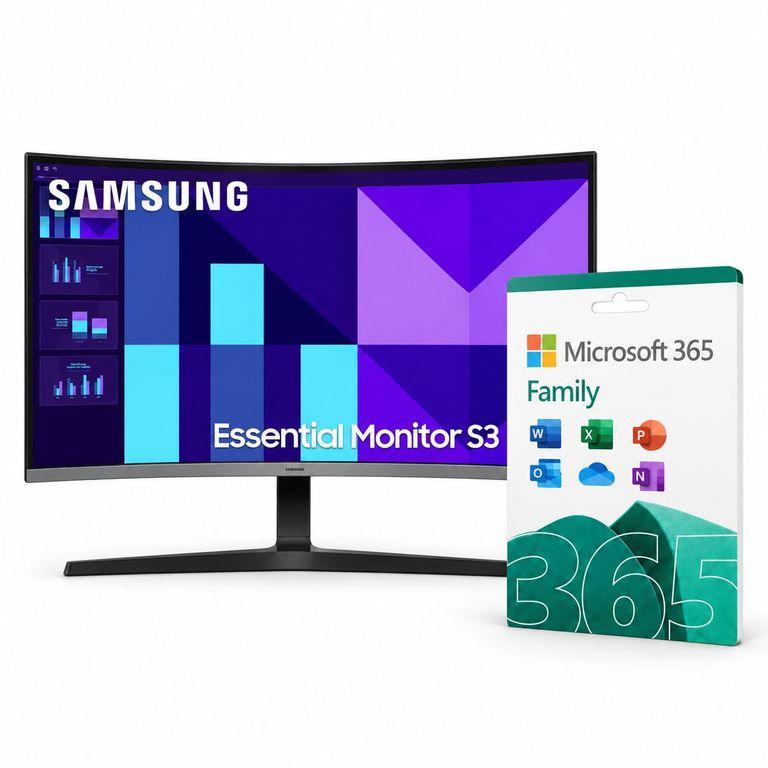 Combo Monitor Samsung L27d390 Curvo Con Licencia Microsoft 5 En 1 Familia