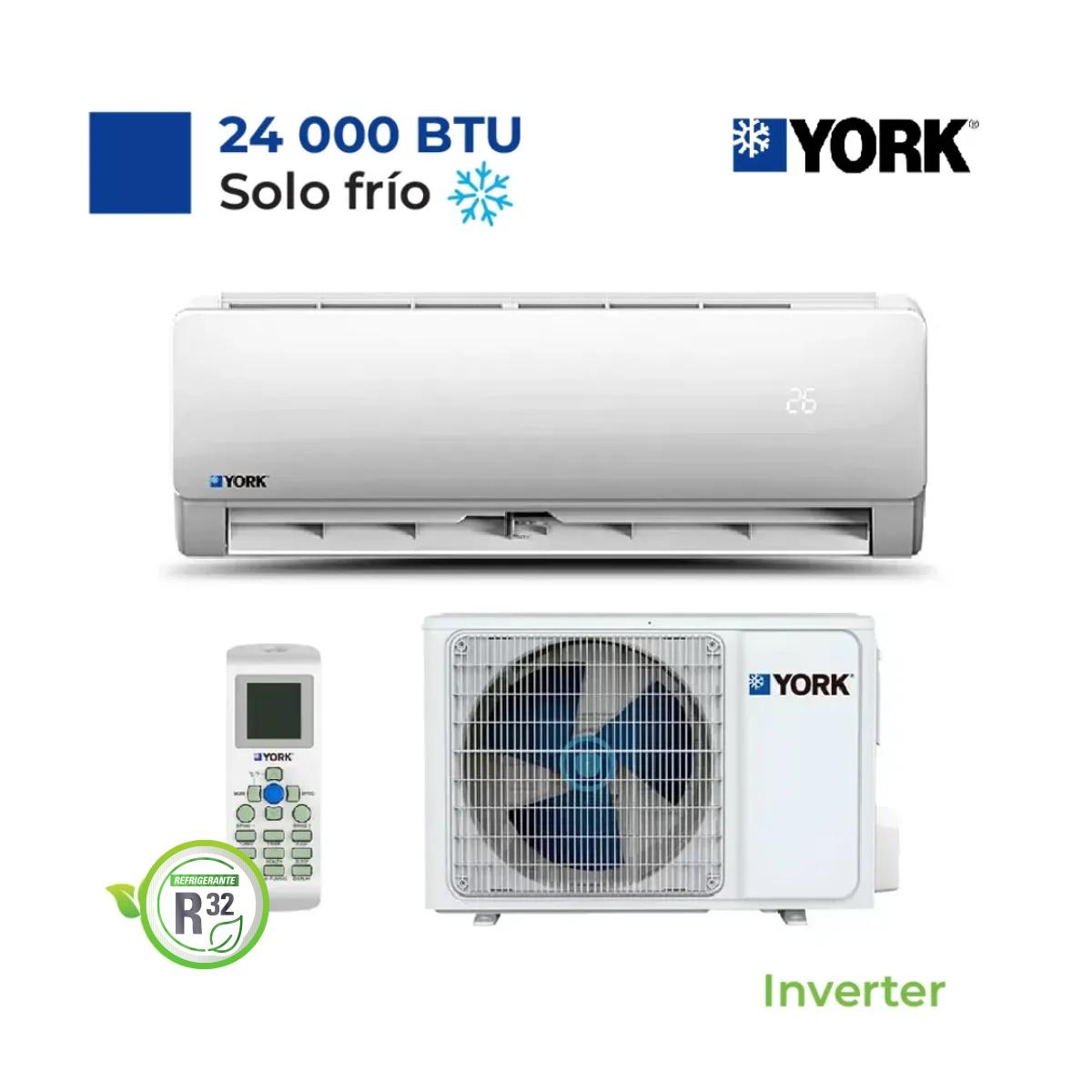 AIRE ACONDICIONADO YORK SPLIT PARED DE 24,000 BTUH INVERTER FRIO SOLO