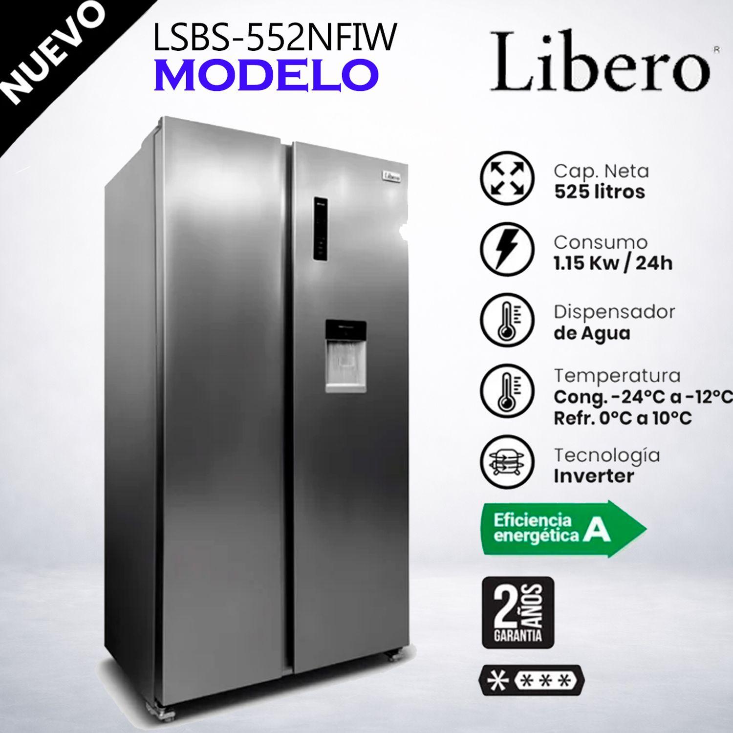 Refrigeradora Libero 525LT Side By Side No Frost con Dispensador LSBS-552NFIW