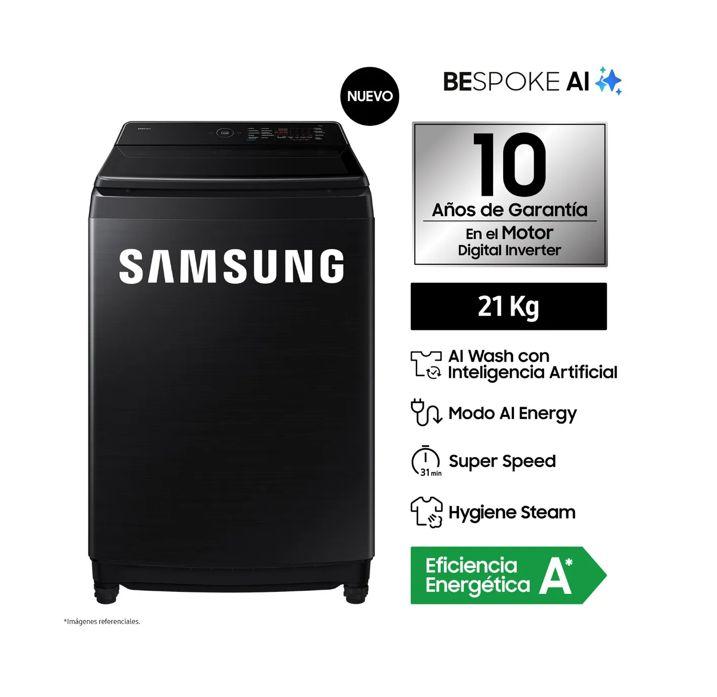 Lavadora Samsung AI Wash EcoBubbleTM 21kg Negra WA80F21B9BPE