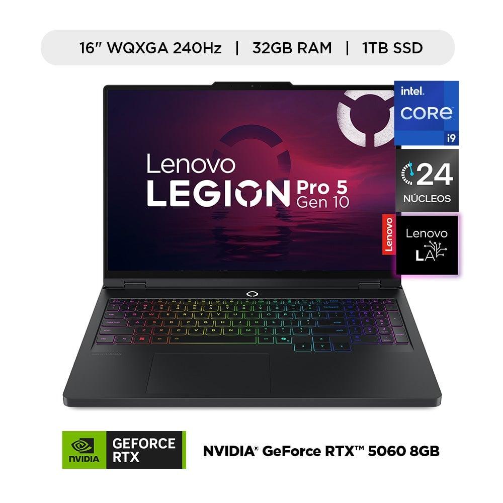 Laptop Gamer Lenovo Legion Pro 5i de 16", Intel Core i9-14900HX (14va Gen), NVIDIA GeForce RTX 5060, 32GB RAM, disco solido de 1TB, modelo 83NN0032LM