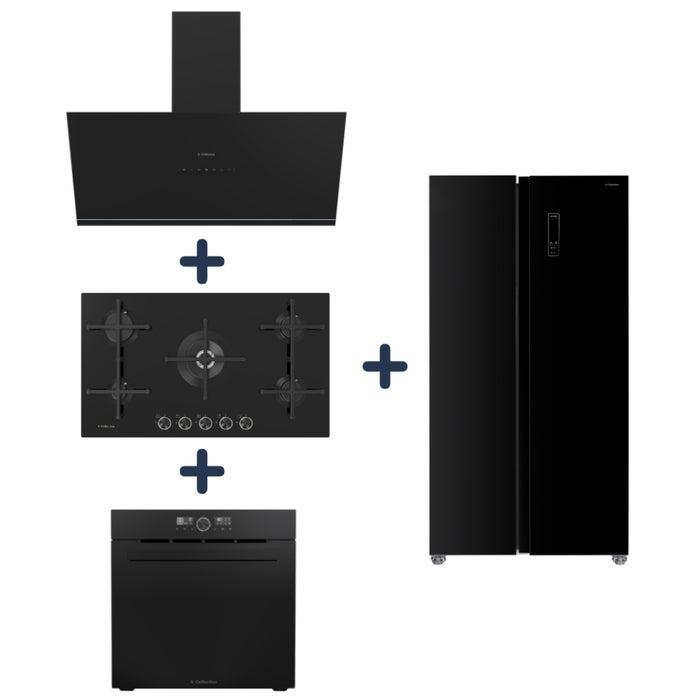Combo Sole Campana Decorativa PureBlack 90CM 3120TURE98CO + Encimera Vidrio PureBlack Gas 90CM 3120SOLCO076 + Horno Empotrable 75LT PureBlack D1 Air Fryer 3120SOLHO026 + Refrigeradora Side by Side London 3120SOLREF0269BG