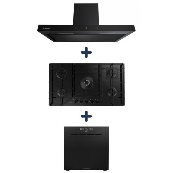 Combo Sole Encimera Vidrio Templado Gas 86CM 3120SOLCO067 + Campana Decorativa Stilux 90CM 3120TURE90COV2 + Horno Empotrable 75LT PureBlack D1 Air Fryer 3120SOLHO026