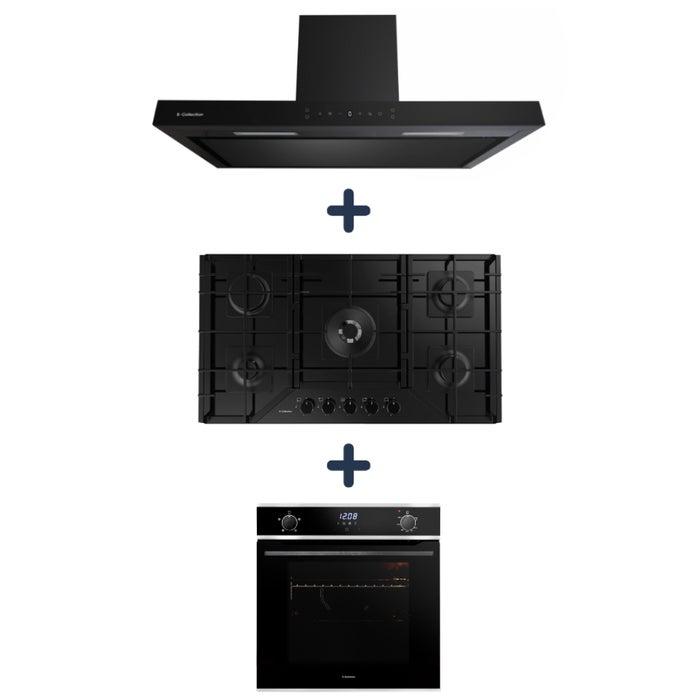 Combo Sole Encimera Vidrio Templado Gas 86CM 3120SOLCO067 + Campana Decorativa Stilux 90CM 3120TURE90COV2