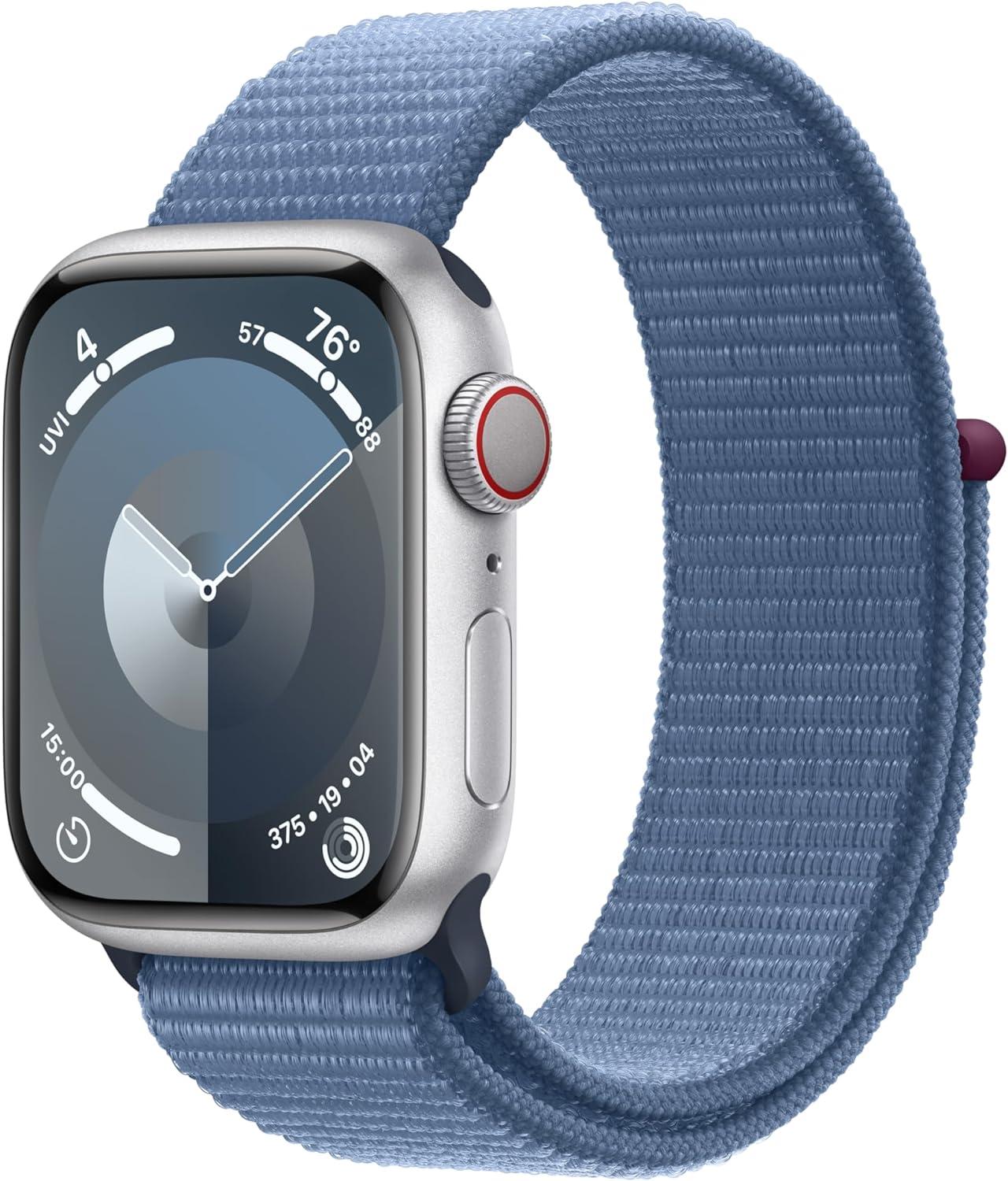 APPLE WATCH SERIES 9 41MM GPS+ CELL DEPORTIVO INVIERNO PLATEADO ALUMINIO CASE BUCLE AZUL