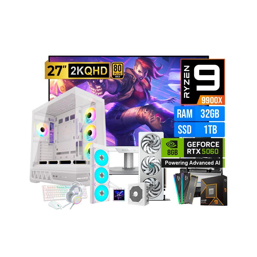 COMBO GAMER WHITE GAMER RYZEN 9 9900X 32GB 1TB SSD RTX 5060