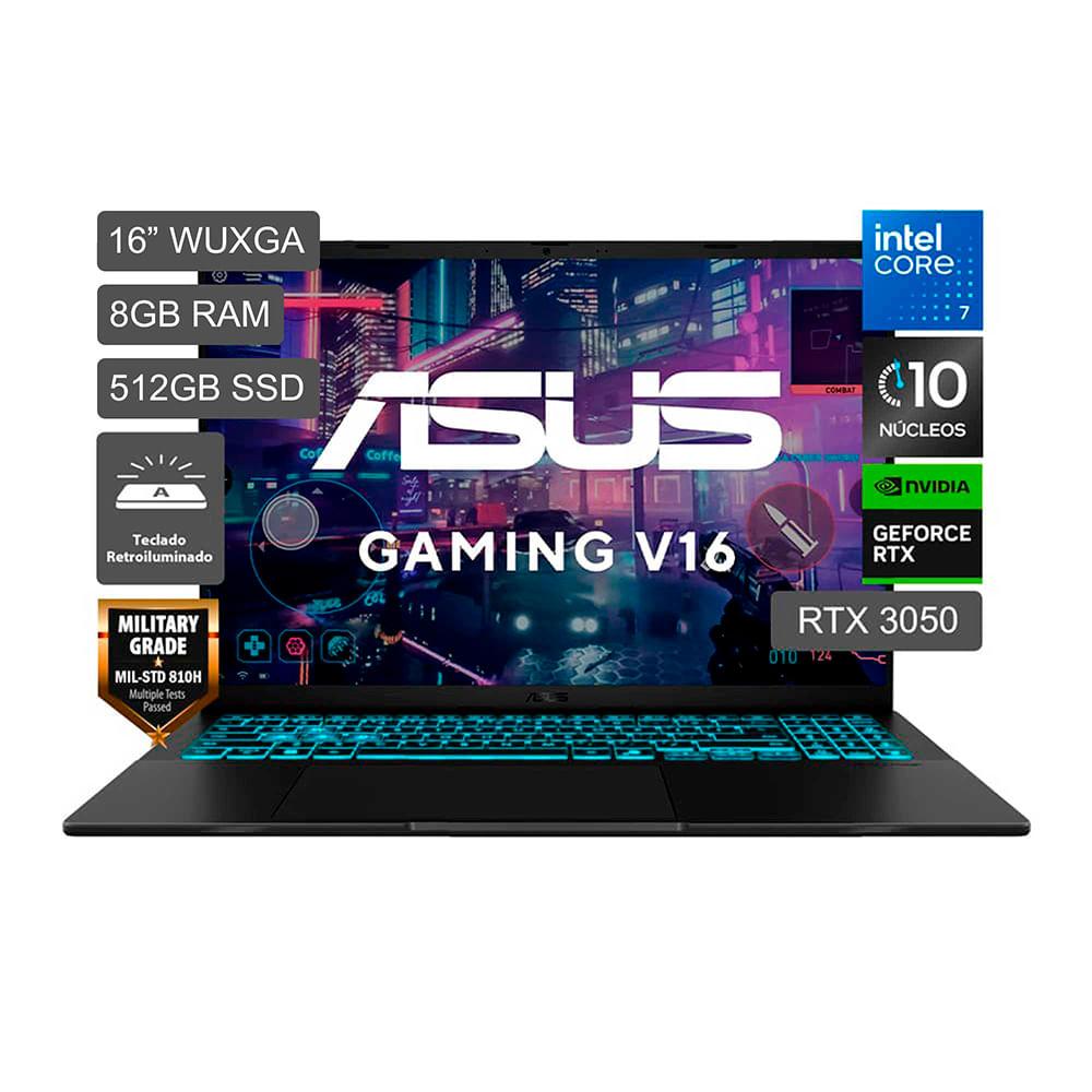 Laptop Asus Gaming V16 16" Intel Core 7 240H 512GB SSD 8GB RAM RTX3050 V3607VJ-TK286W