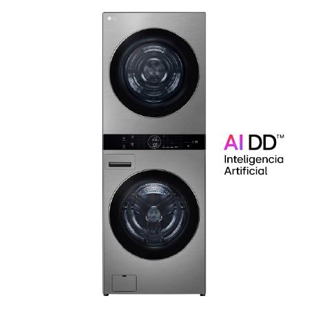 LG WashTowerTM de 25kg de Lavado 20kg de Secado - AI DDTM, ThinQTM con Motor Dual Inverter Heat Pump, Platinum Silver