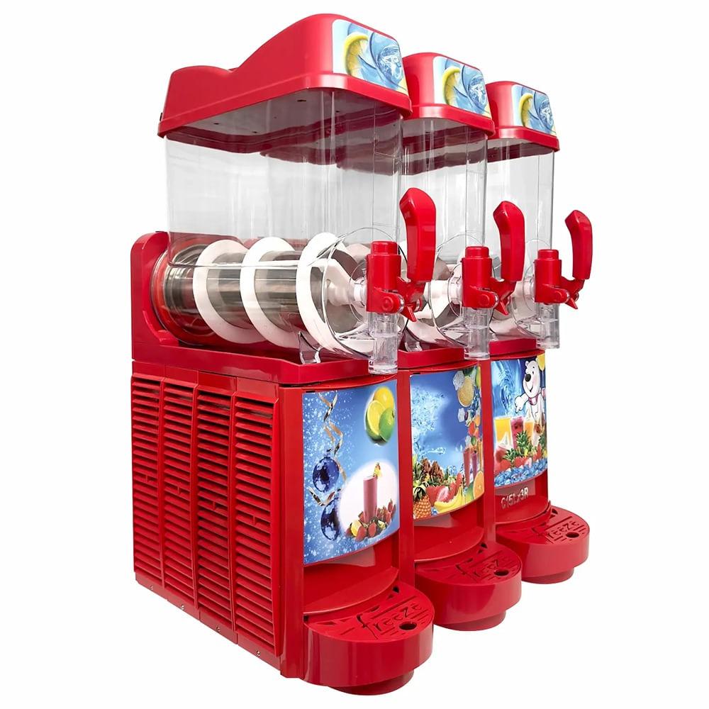 Maquina Cremoladera Profesional 3 Tolvas - 30L Color Rojo