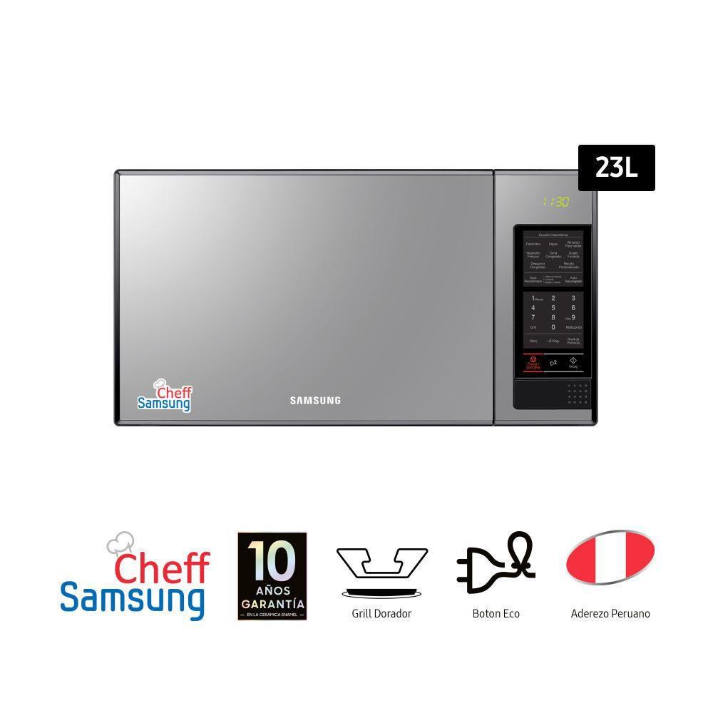 Microondas Samsung AGE83XXPE con Dorador Grill de 23 Litros Gris Espejo