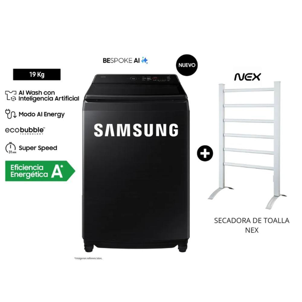 LAVADORA SAMSUNG 19KG CON IA WA80F19S8BPE + SECADORA DE TOALLA