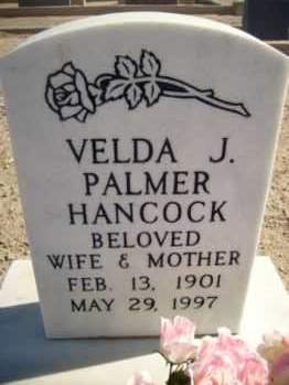 PALMER HANCOCK, VELDA JOANNA - Graham County, Arizona | VELDA JOANNA PALMER HANCOCK - Arizona Gravestone Photos