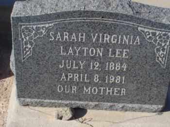 LEE, SARAH VIRGINIA - Graham County, Arizona | SARAH VIRGINIA LEE - Arizona Gravestone Photos