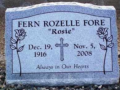 PHELPS FORE, FERN ROZELLE "ROSIE" - Maricopa County, Arizona | FERN ROZELLE "ROSIE" PHELPS FORE - Arizona Gravestone Photos