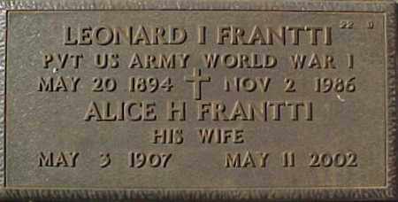 FRANTTI, LEONARD I - Maricopa County, Arizona | LEONARD I FRANTTI - Arizona Gravestone Photos