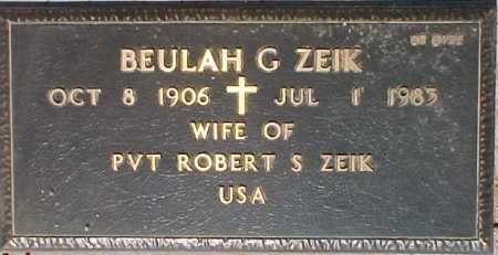 ZEIK, BEULAH G. - Maricopa County, Arizona | BEULAH G. ZEIK - Arizona Gravestone Photos