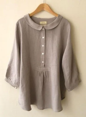 Casual Tops Long Sleeve Collared Blouse With Button
