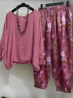 Casual Style Floral Print Two Piece Suit