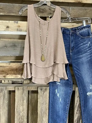 Casual Cascading Ruffled Tank Tops