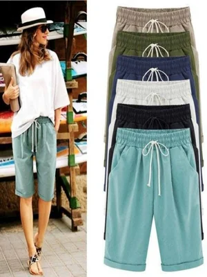 Women's Casual Vacation Loose Cotton Shorts with Pockets (9 Colors)