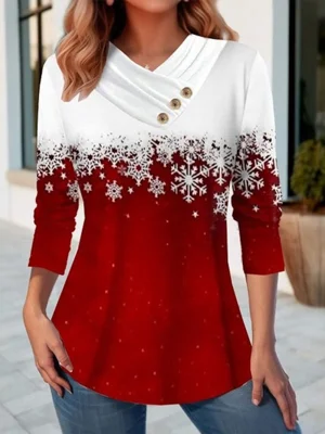 Glamorous Print Long Sleeve V-Neck Top