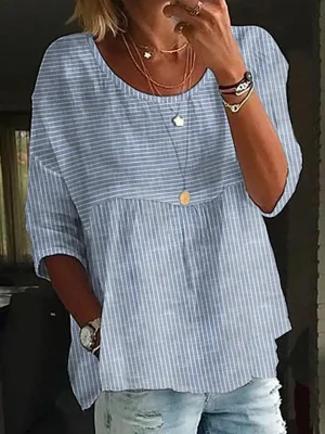 Casual Striped Crew Neck Shirt