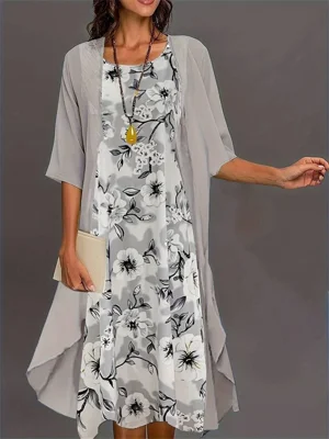 Elegant Chiffon Two-Piece Midi Dress