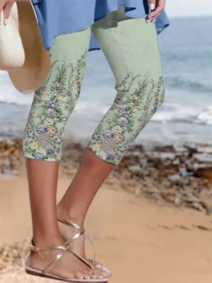 Aqua Casual Floral Printed Legggings