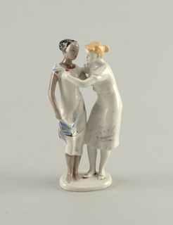 Two Girls Representing Friendship Between USSR and Africa Figure