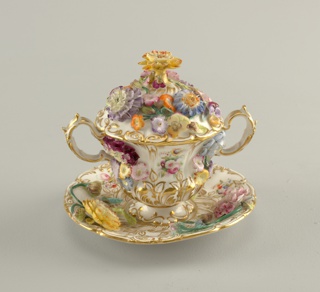 Covered Two-Handled Cup and Saucer Cup And Saucer