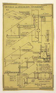 Drawing, Design for a Mass-Operational House Designed by Hector Guimard, Staircase Construction