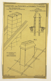 Drawing, Design for a Mass-Operational House Designed by Hector Guimard, Chimney Support Construction