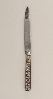 Knife with Silver and Tortoise-Shell Handle Knife