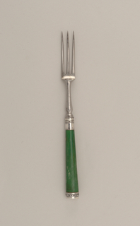Dessert Fork with Green-Stained Ivory Handle Fork