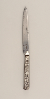Knife with Silver and Tortoise-Shell Handle Knife