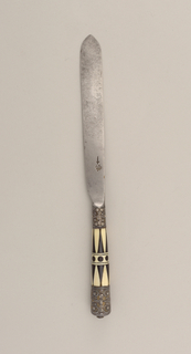 Knife with Triangular Pattern Ivory and Bone Handle Knife