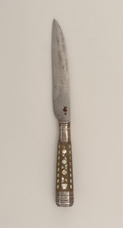 Knife with Mother-of-Pearl and Wood Handle Knife