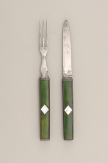 Etui Fork with Green-stained Ivory and Mother-of-Pearl Handle Etui Fork