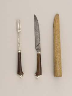 Case for Fork and Knife with Antler and Silver Handles Case