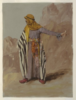 Drawing, Standing Bedouin Figure with Knife Drawn