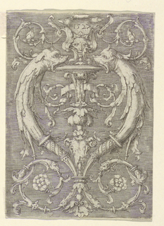 Print, Grotesque Panel with Dolphins