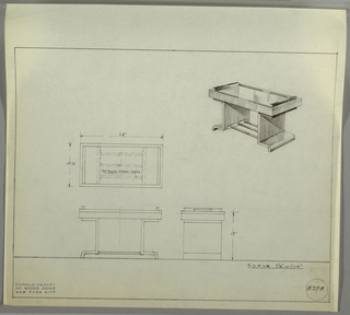 Drawing, Design for Low Occasionable Table with Chromium Tubing and Tray Top